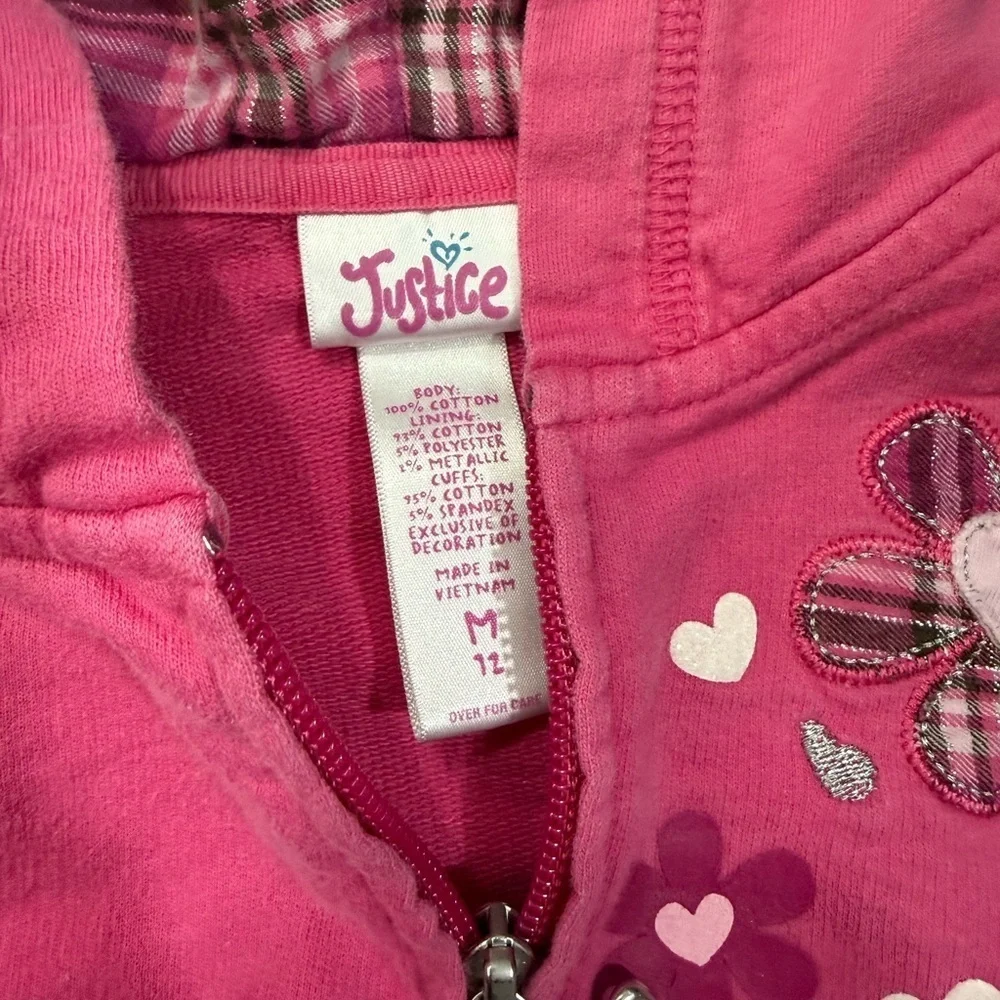 Girl’s Short Sleeve Pink Hoodie and Ruffle Sleeve Tee Set Size 10-12